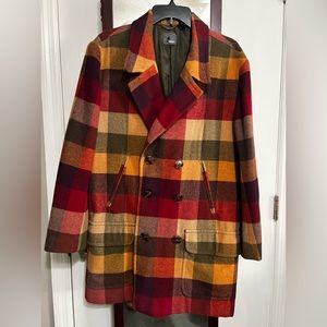 Liz wear plaid pea coat